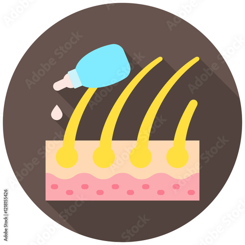 Hair Oi rounded flat color icon, use for UI, UX, app and web development, digital or print. for beauty, personal care, body treatment.