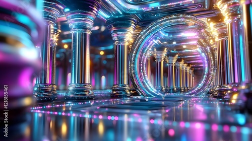 neon columns & futuristic portal - futuristic & sci-fi: the image s. photo