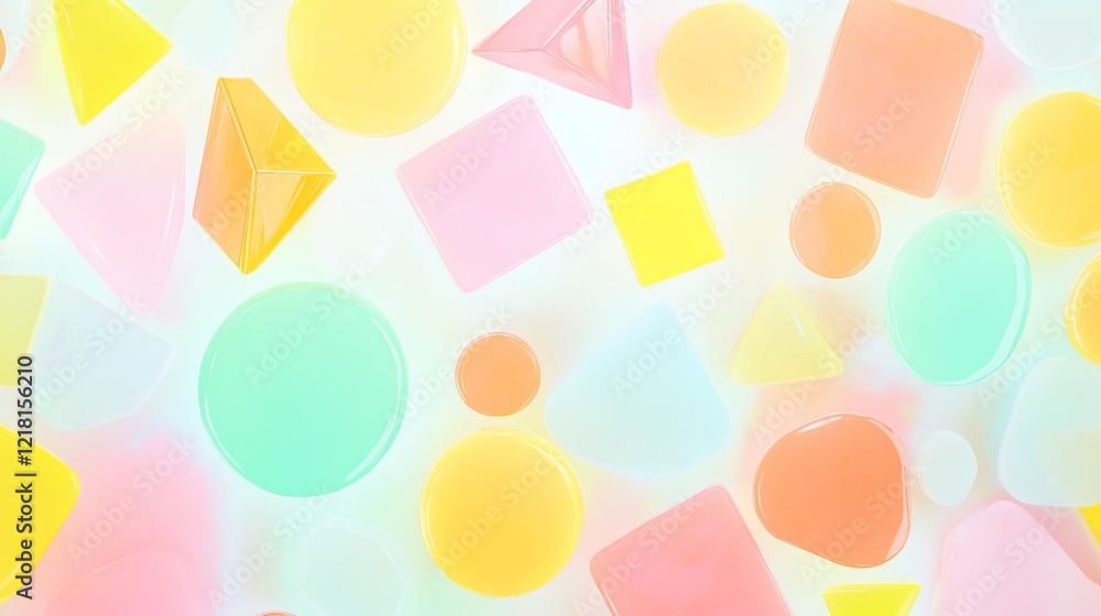 custom made wallpaper toronto digitalPastel shapes scattered, bright background, design element