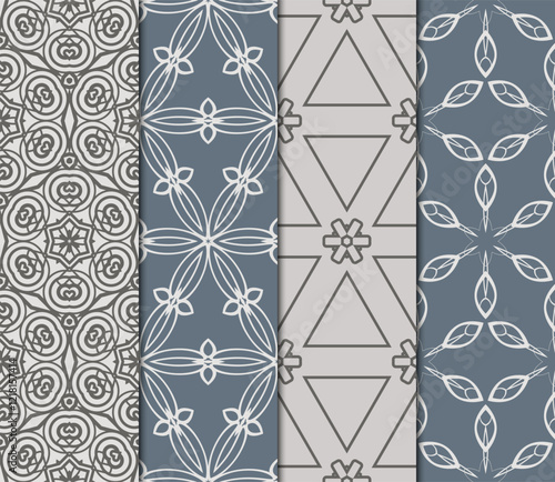 set of Seamless texture of floral ornament. Vector illustration. For the interior design, printing, web and textile