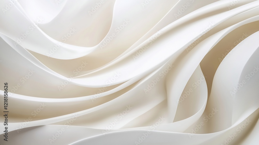 White fabric swirls, elegant texture, soft folds, background blur, design element White fabric swirls, elegant texture, soft folds, background blur, design element