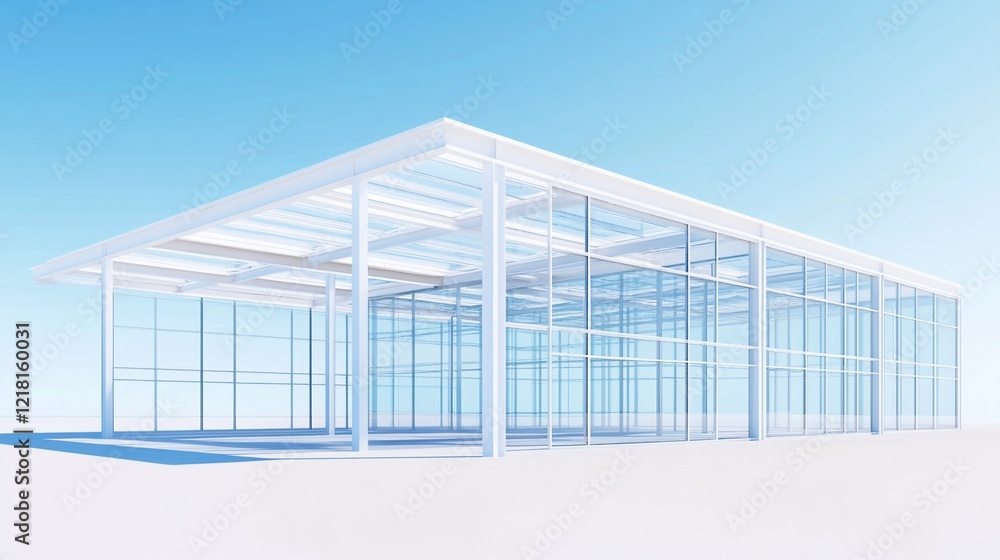 Modern glass pavilion, sunny day, empty interior, architectural rendering, design concept Modern glass pavilion, sunny day, empty interior, architectural rendering, design concept