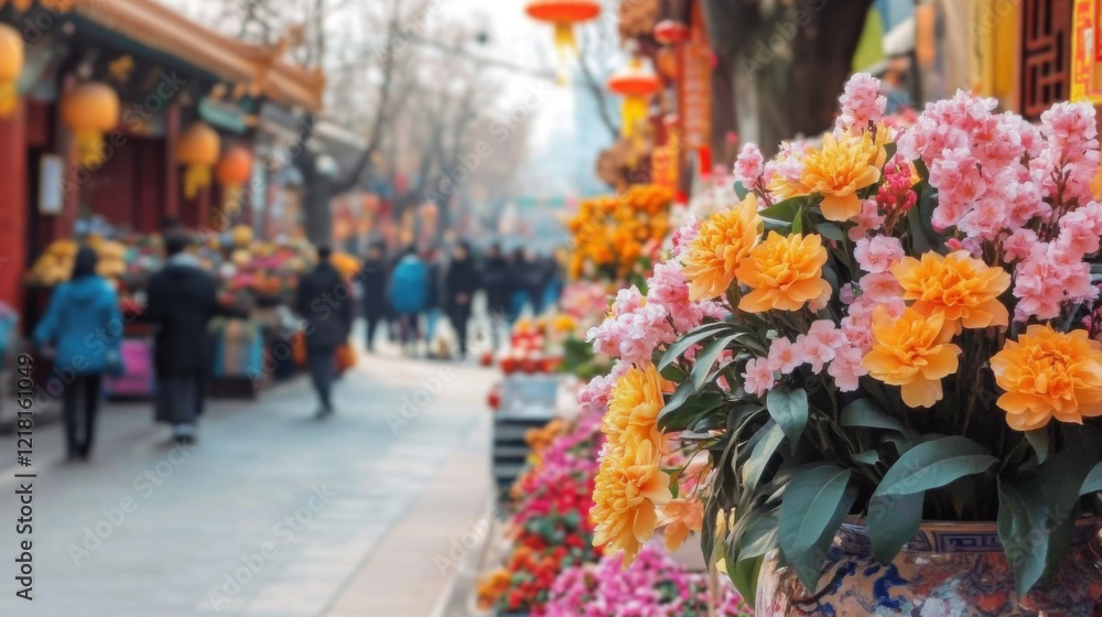 Obraz premium Blossom booth celebrating the lunar new year festivity