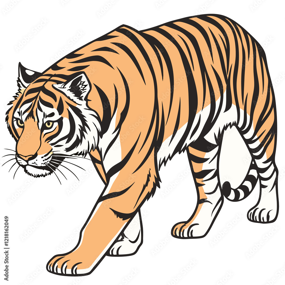 Obraz premium Majestic Sumatran Tiger on a Clean White Background in Stunning High Detail