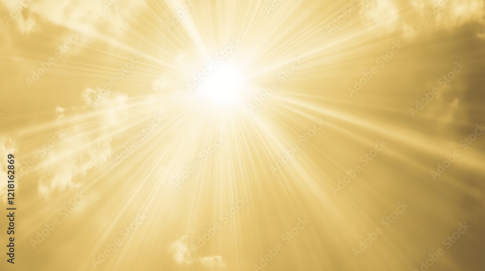 Obraz premium Golden Sunlight Rays Streaming Through Clouds
