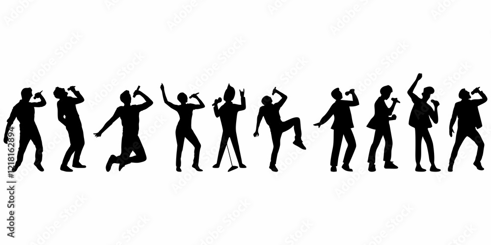 silhouette of person singing with mic silhouette of person singing with mic