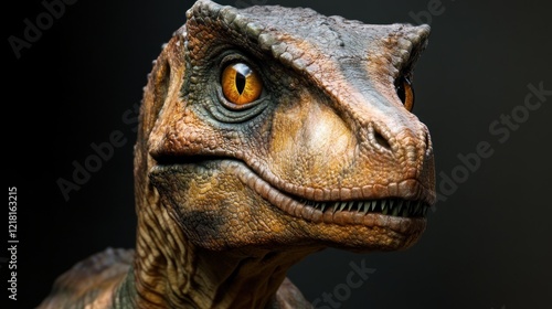 Majestic Velociraptor Close-Up: A Prehistoric Portrait