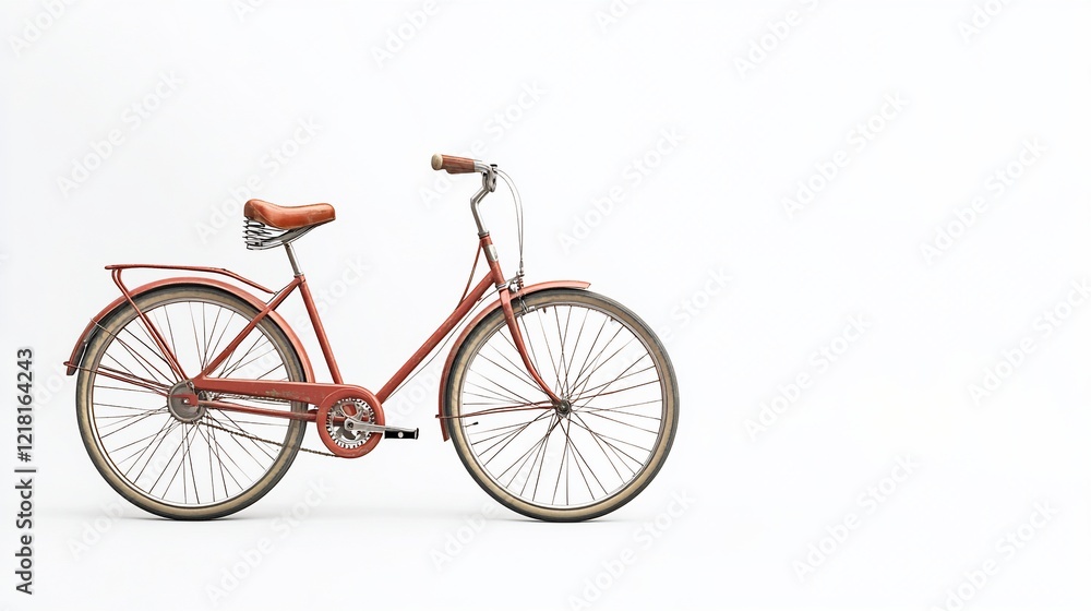 Fototapeta premium Red bicycle studio shot, white background, isolated, transport, advertisement