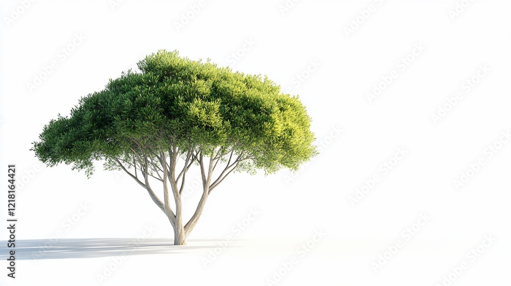 Fototapeta premium Lush green tree isolated on white background, design element