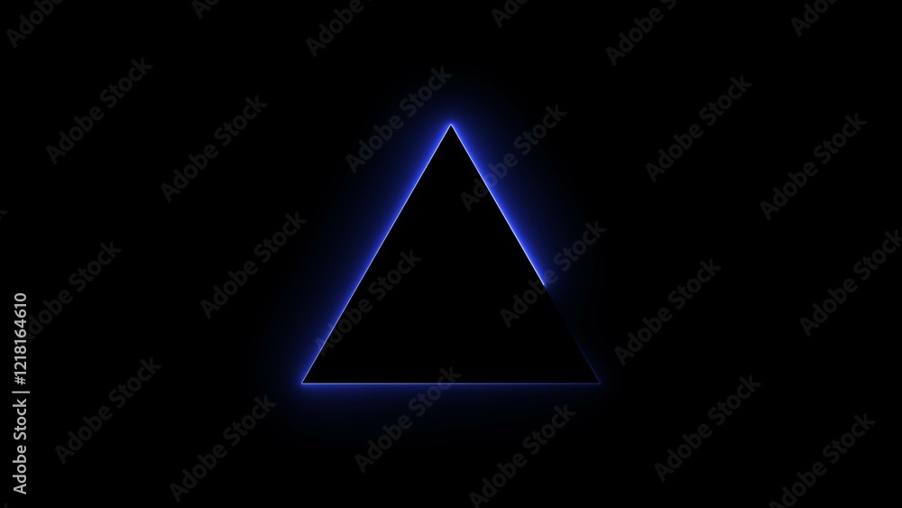 Fototapeta premium Abstract glowing neon light triangle icon background illustration.