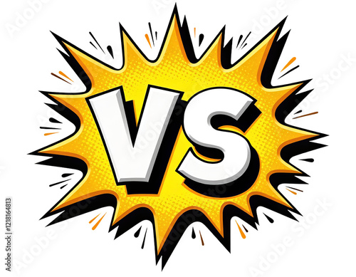 White VS text on orange burst transparent background