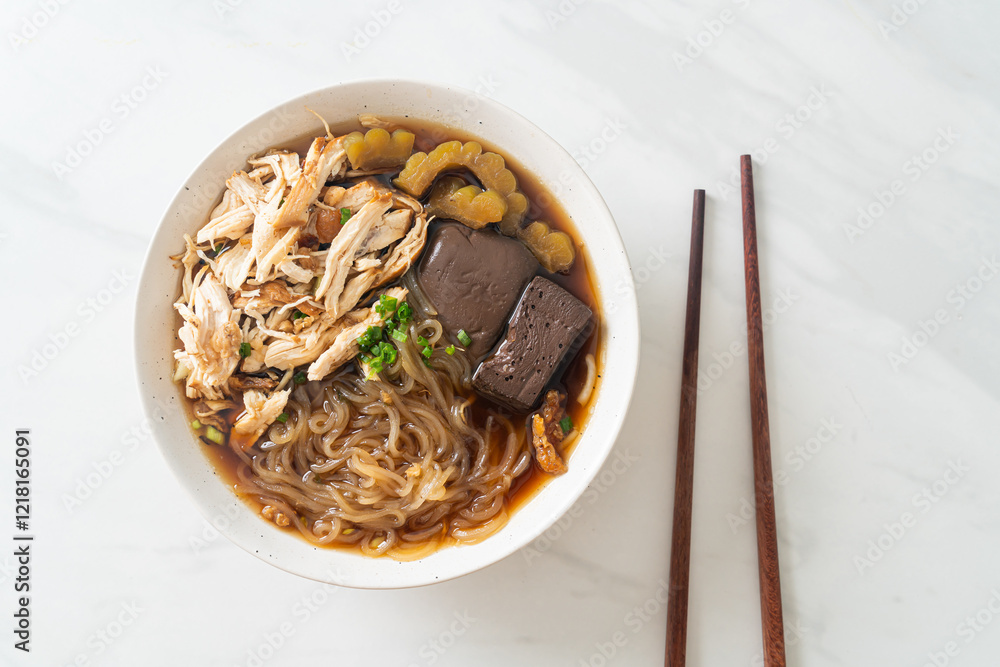 Fototapeta premium Stewed Chicken Noodle Soup Bowl