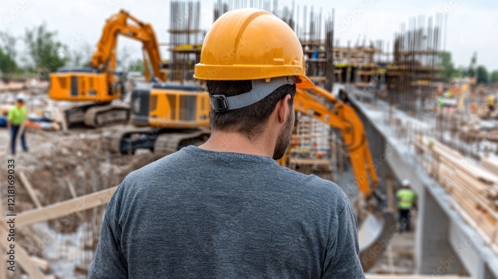 Construction Worker Overseeing a Site Construction Worker Overseeing a Site