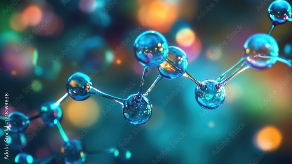 Microscopic Molecular Structure: A 3D Render of a vibrant, intricate molecule, showcasing the beauty of science at the atomic level. Microscopic Molecular Structure: A 3D Render of a vibrant, intricate molecule, showcasing the beauty of science at the atomic level.
