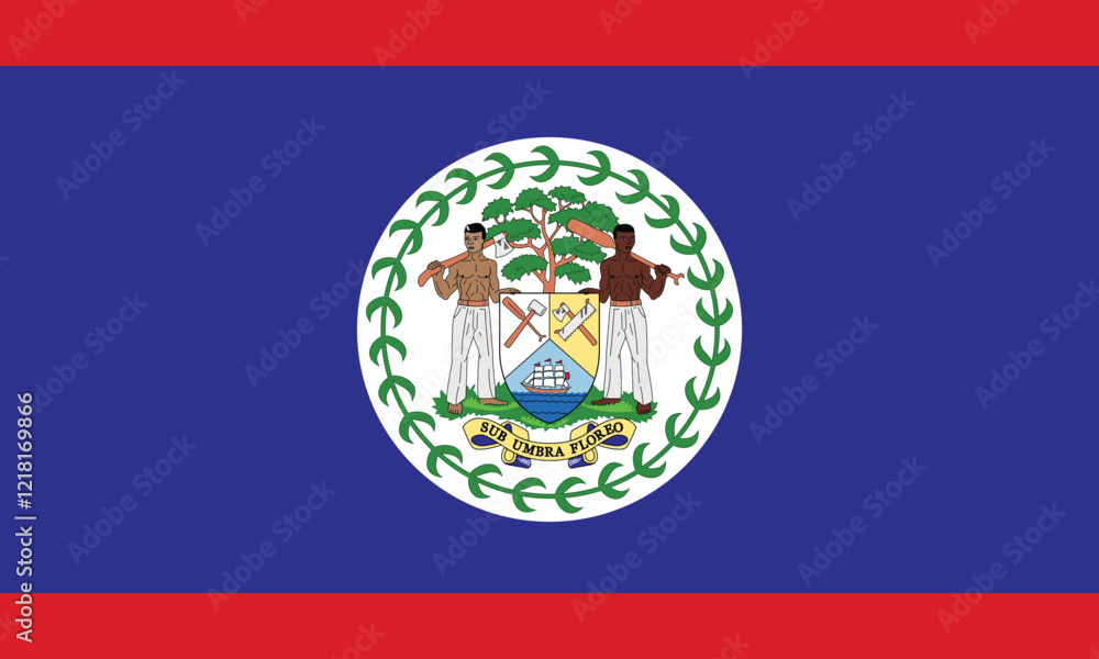 High detailed flag of Belize. National Belize flag. North America. 3D illustration. High detailed flag of Belize. National Belize flag. North America. 3D illustration.