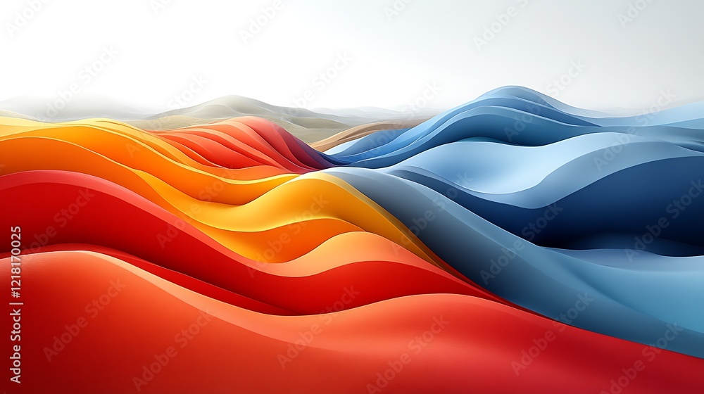 Naklejka premium Abstract Colorful Wavy Landscape Digital Art