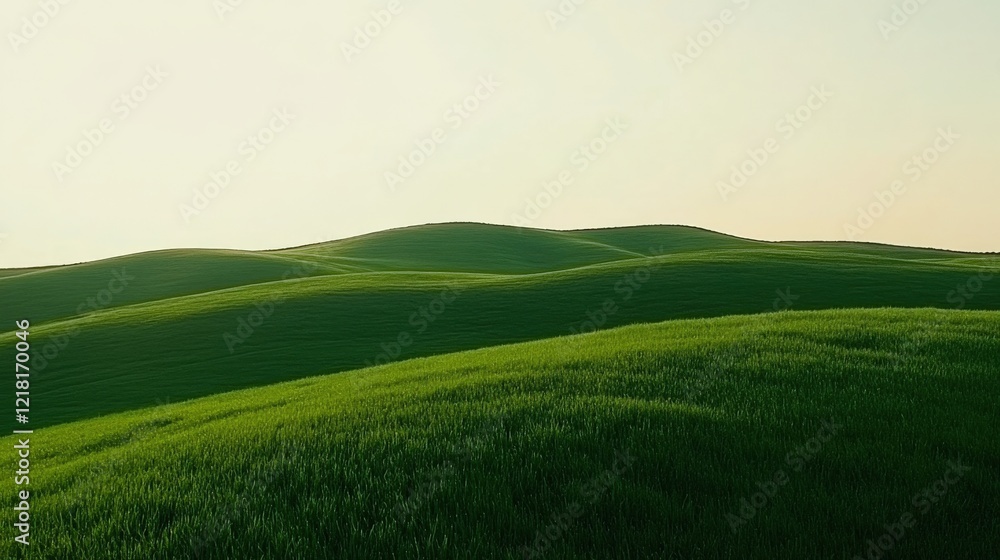 Serene Rolling Hills Covered in Green Grass Serene Rolling Hills Covered in Green Grass