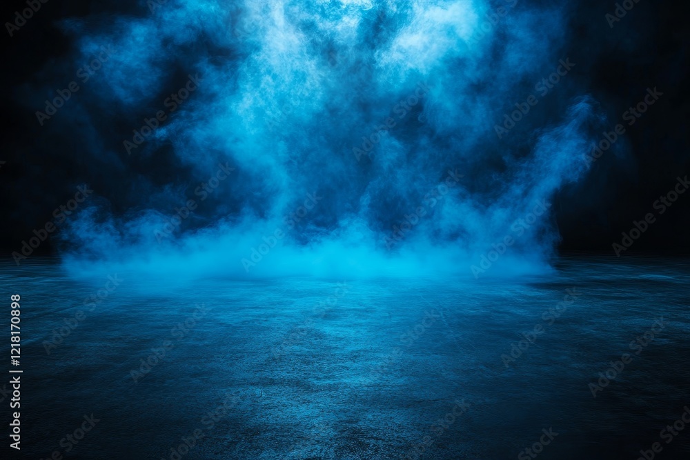 Blue smoke and dark floor background. Blue smoke and dark floor background.