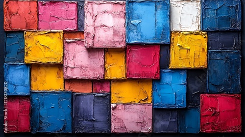 Abstract Colorful Rectangular Oil Painting Composition