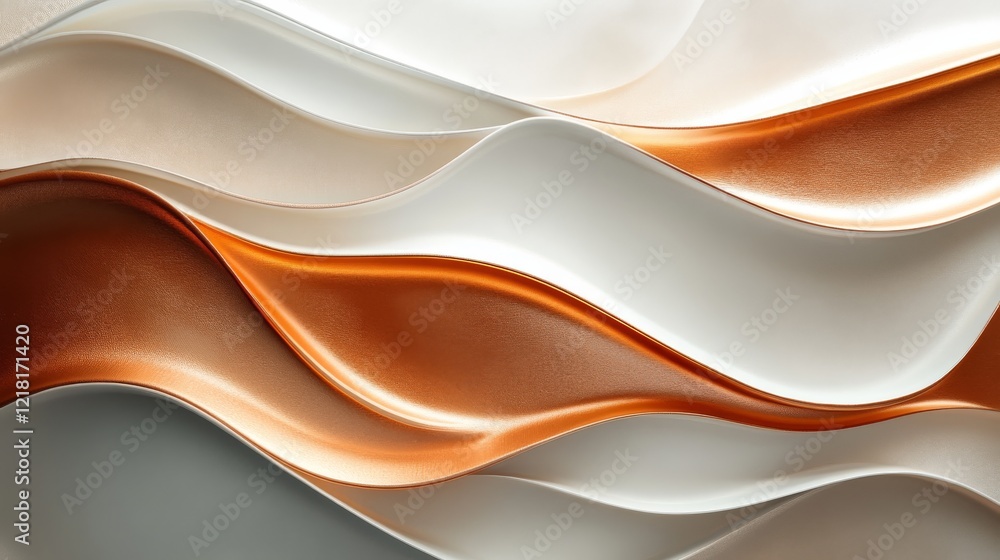 Obraz premium Abstract Waves of White and Copper Hues
