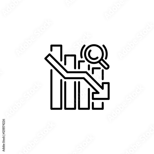 Market Analysis Negative line icon. Universal creative premium symbol. Vector sign icon logo template. Vector illustration