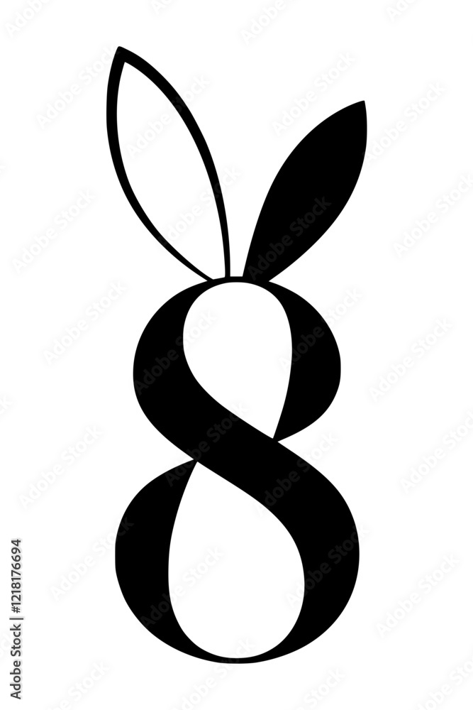 Number 8 with rabbit ears design, Creative black number 8 with playful bunny ears on a white background, blending typography with a fun and whimsical design element.
Number 8 with rabbit ears design, Creative black number 8 with playful bunny ears on a white background, blending typography with a fun and whimsical design element.