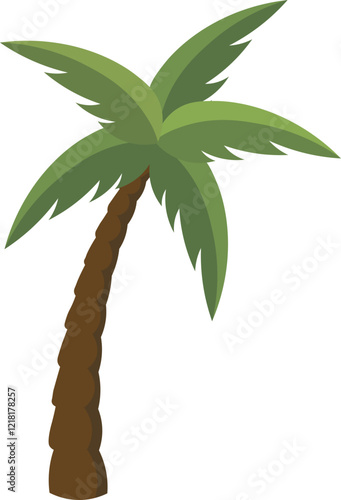 Tropical Palm Tree with Trendy Cartoon Style. Vector Illustration.