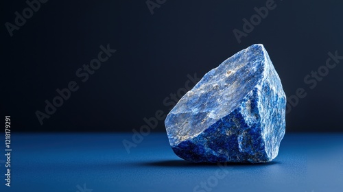 Blue stone on blue surface with lapis lazuli showcasing natural mineral textures and colors