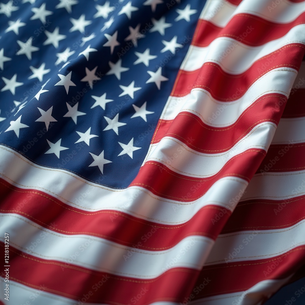 Fototapeta premium Waving American Flag Symbolizing Freedom And Patriotism