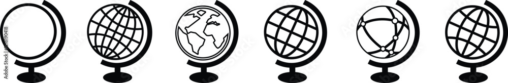 World globe in flat, line icon set. Vector for apps or website Earth global country map planet Travel internet globe sign symbol isolated on transparent background international communication service World globe in flat, line icon set. Vector for apps or website Earth global country map planet Travel internet globe sign symbol isolated on transparent background international communication service