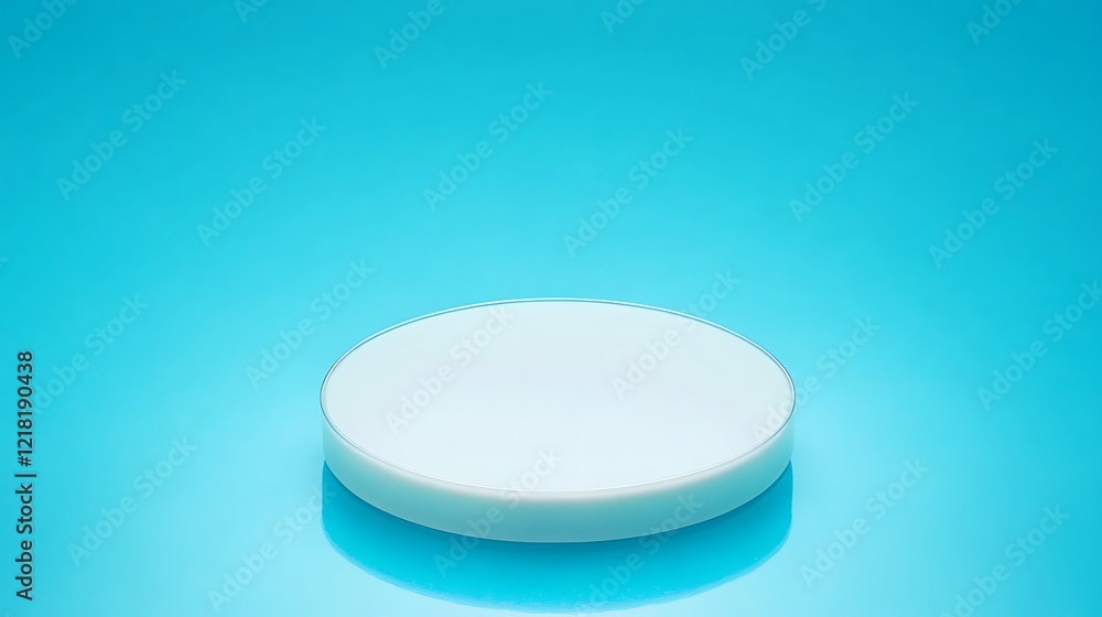 White Circular Platform on Blue Background White Circular Platform on Blue Background