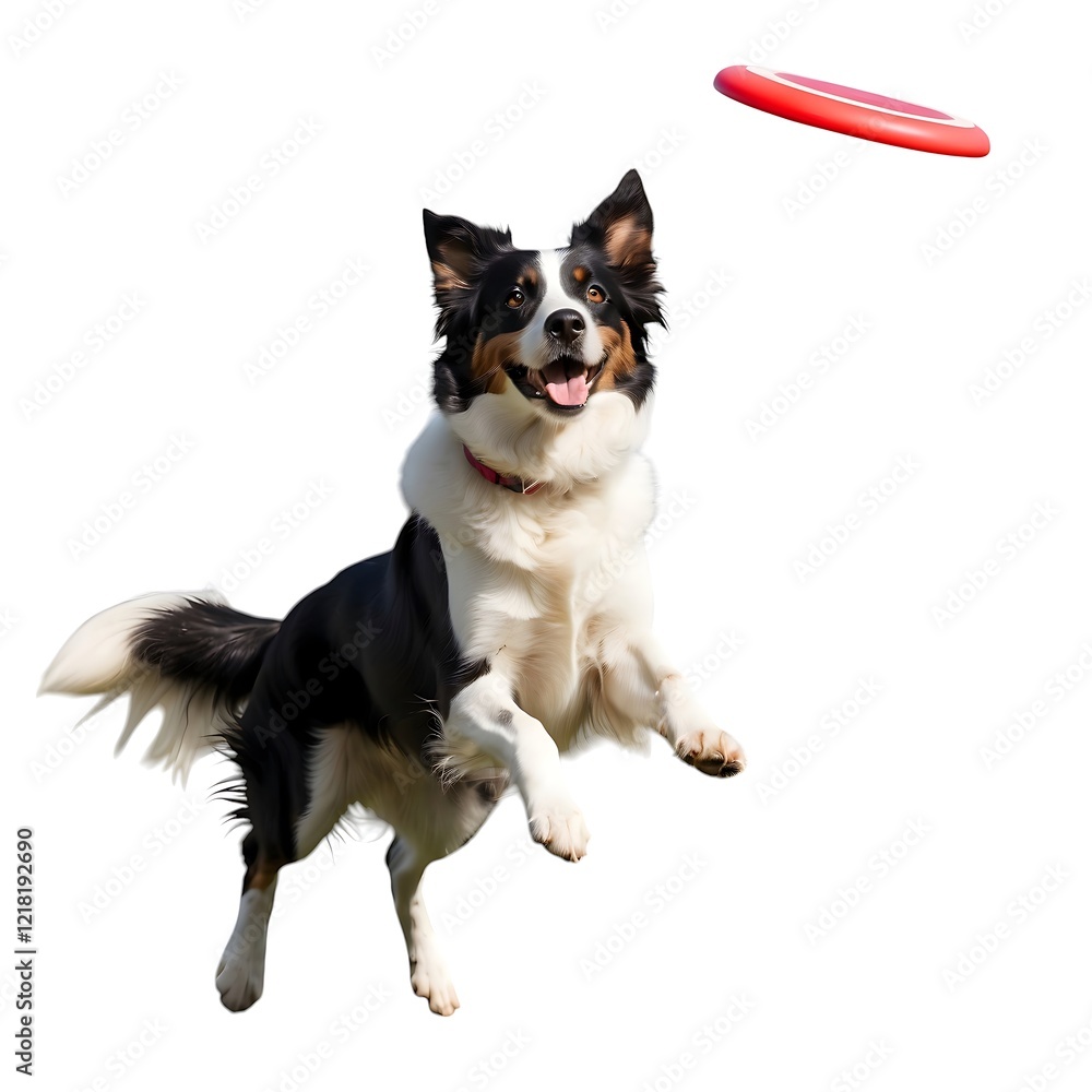 Happy Border Collie Dog Jumping for a Frisbee Happy Border Collie Dog Jumping for a Frisbee