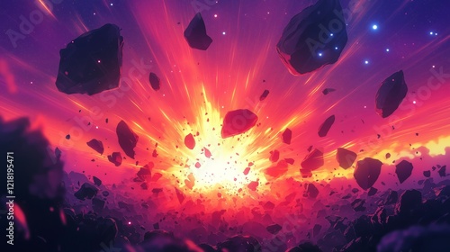 anime background of explosion in galaxy