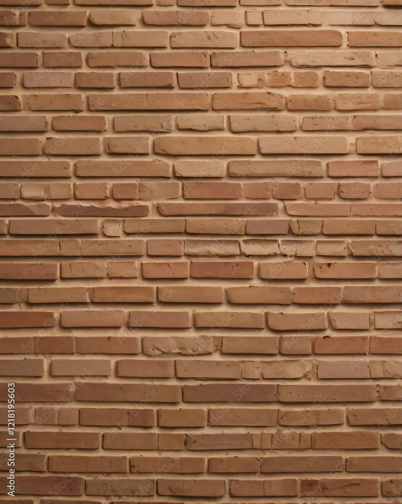 Fototapeta premium The brick wall features a mix of light and dark red bricks.