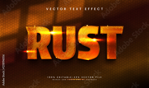 3d Iron rust editable vector text effect, with minimalist concept