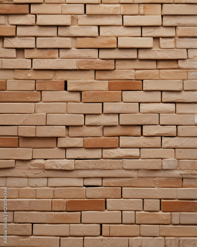 The brick wall is composed of variously sized rectangular bricks. The brick wall is composed of variously sized rectangular bricks.