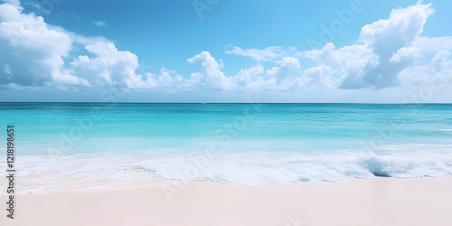 Wallpaper Mural Beautiful beach scene with clear sky and turquoise ocean Torontodigital.ca