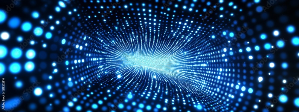 Naklejka premium Abstract blue light tunnel with glowing particles. (1)