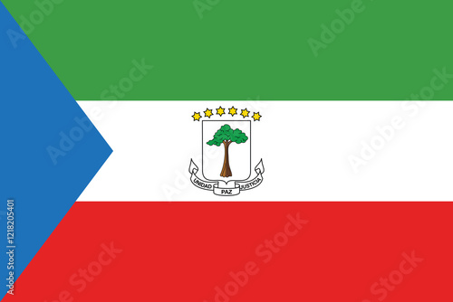 High detailed flag of Equatorial Guinea. National Equatorial Guinea flag. Africa.