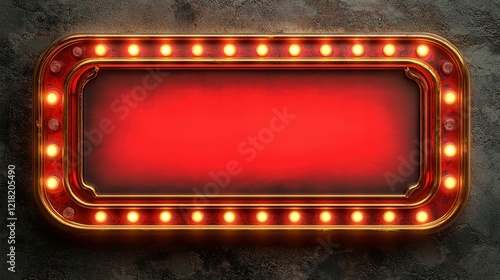 Illuminated Red Marquee Sign with Gold Frame