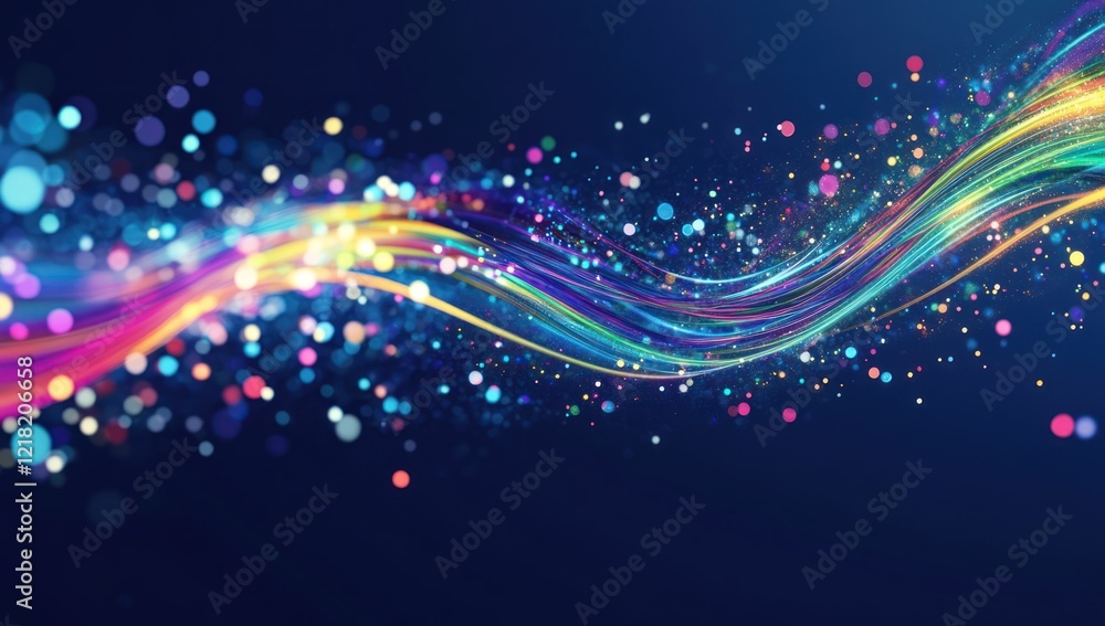 Fototapeta premium fiber-optic cable is shown with speed lines emanating from it on a blue background.