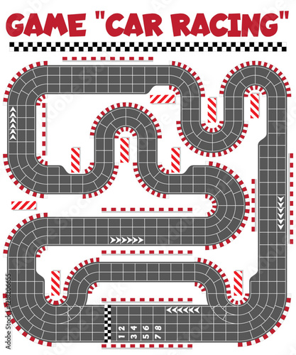 Board game race track. Isolated on white background. Vector illustration.