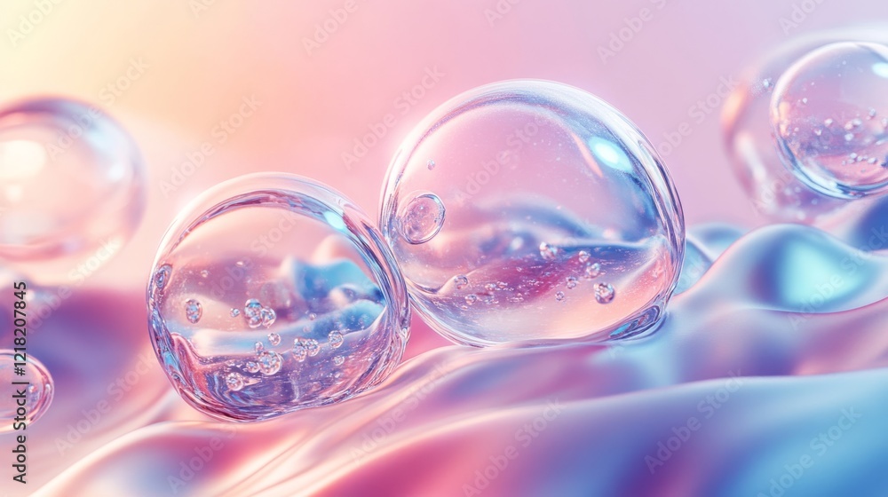 Transparent Spheres Resting On A Pastel Surface Transparent Spheres Resting On A Pastel Surface