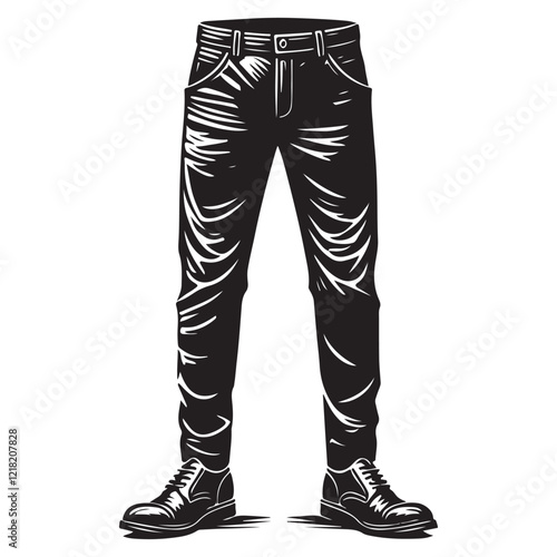 Pants Silhouette Vector Illustration, Solid White Background.