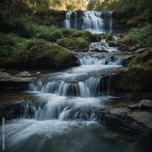 A picturesque waterfall cascading into a serene pool of water.