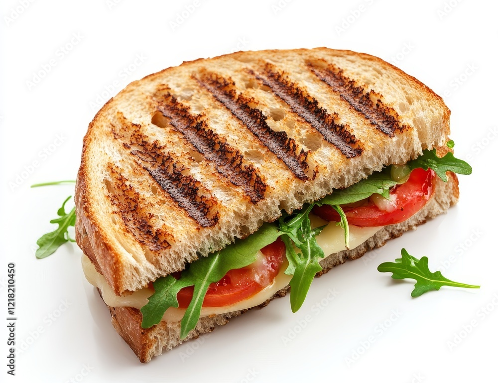 Grilled cheese sandwich with tomato and arugula. Grilled cheese sandwich with tomato and arugula.