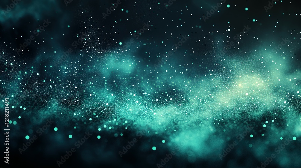 Obraz premium Abstract Teal Glitter Background With Sparkling Lights