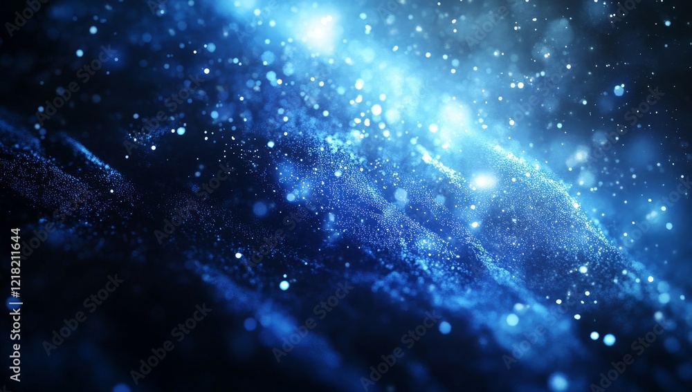 Obraz premium Abstract blue particle wave background.