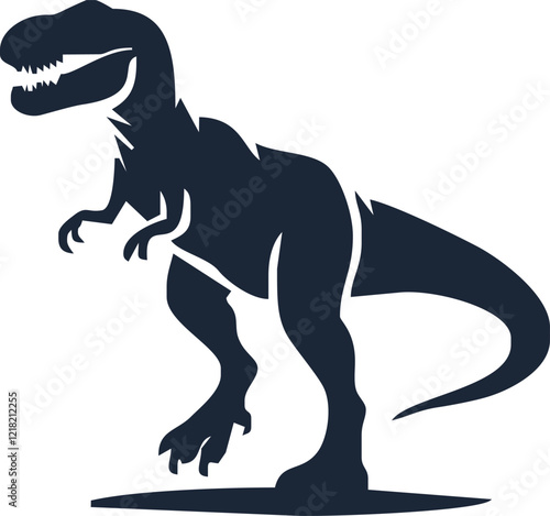 T-rex tyrannosaurus silhouette. Vector illustration growling screaming tyrannosaurus rex dinosaur silhouette isolated.dinosaur Raptor Ancient Animals Logo Design.Tyrannosaurus T Rex Emblem.