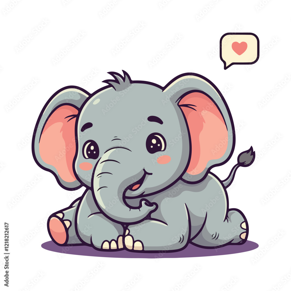 Fototapeta premium Cute Elephant Cartoon Vector Icon Illustration Animal Sport Icon Isolated Flat vector illustration